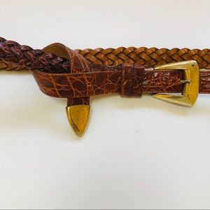 Vintage Joan & David 49” long braided leather belt